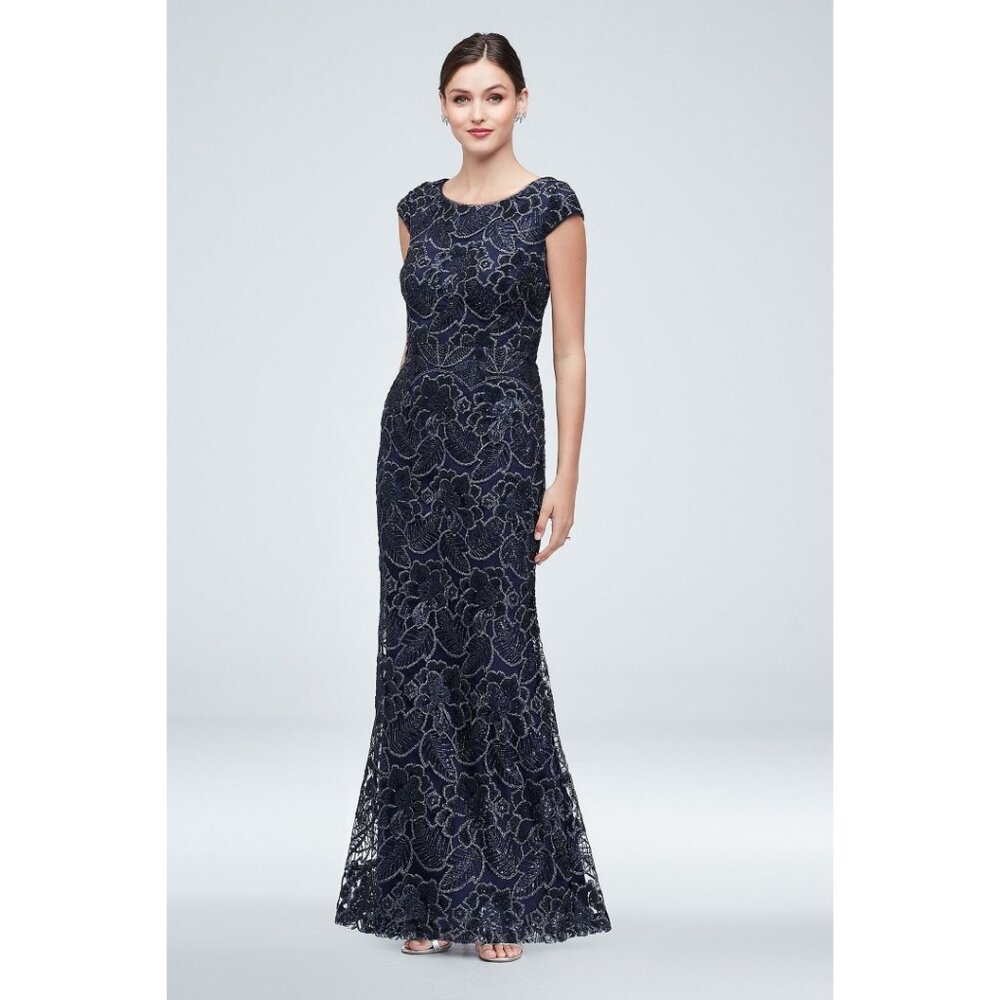 NWT Alex Evening Navy/Silver Formal Dress
